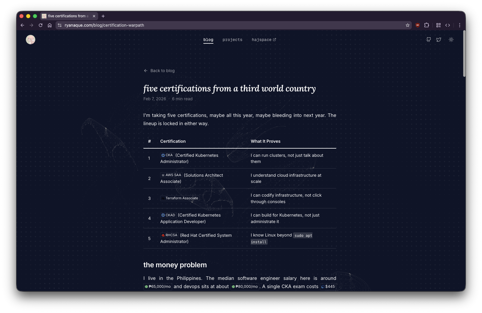 before — the old blog post layout