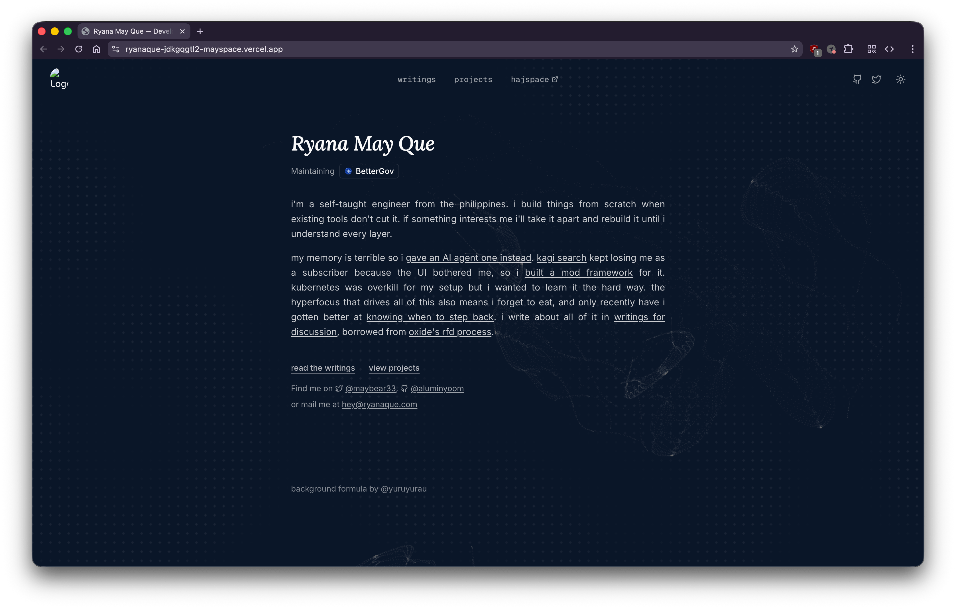 the old homepage