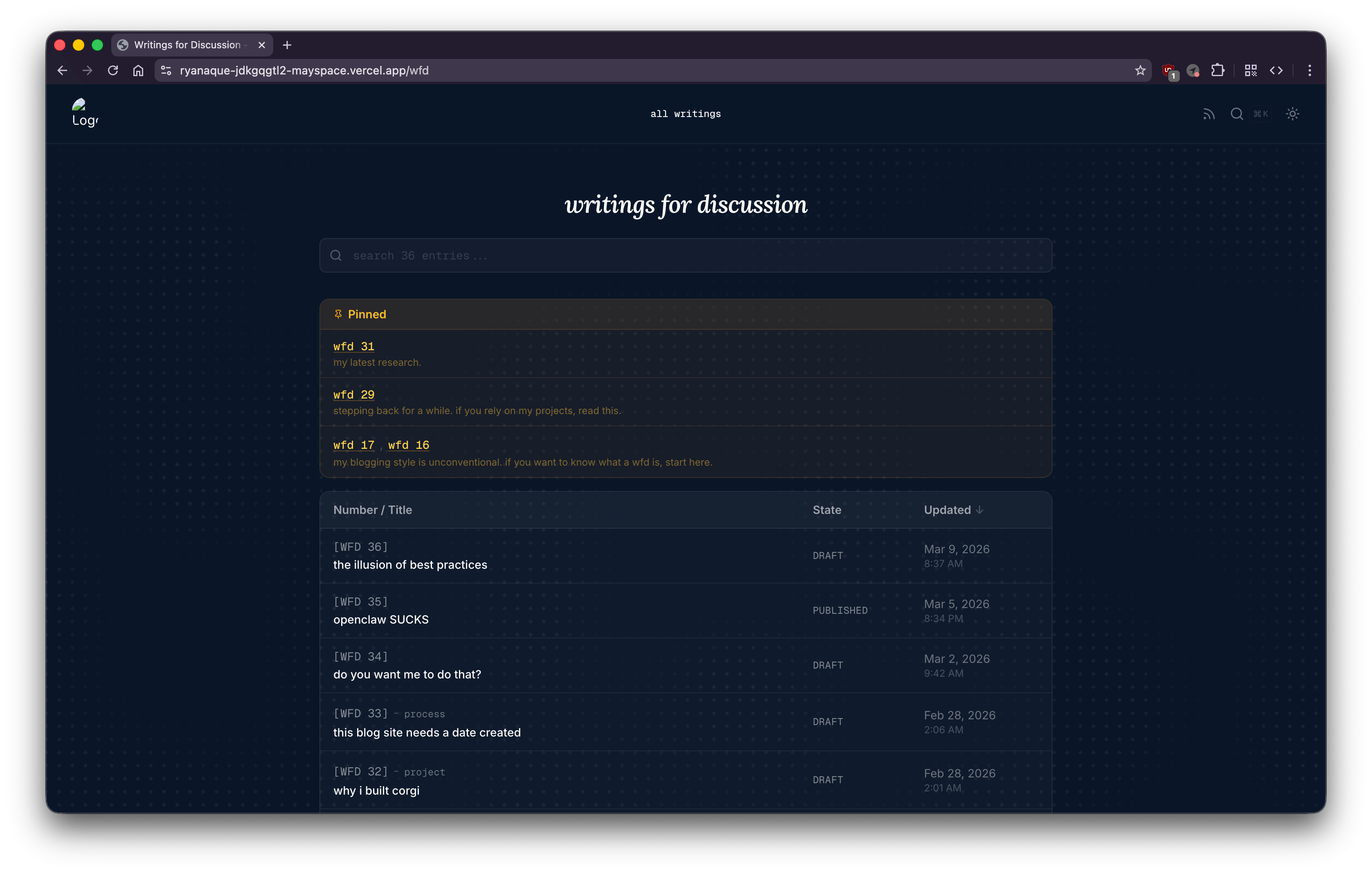 the old wfd listing