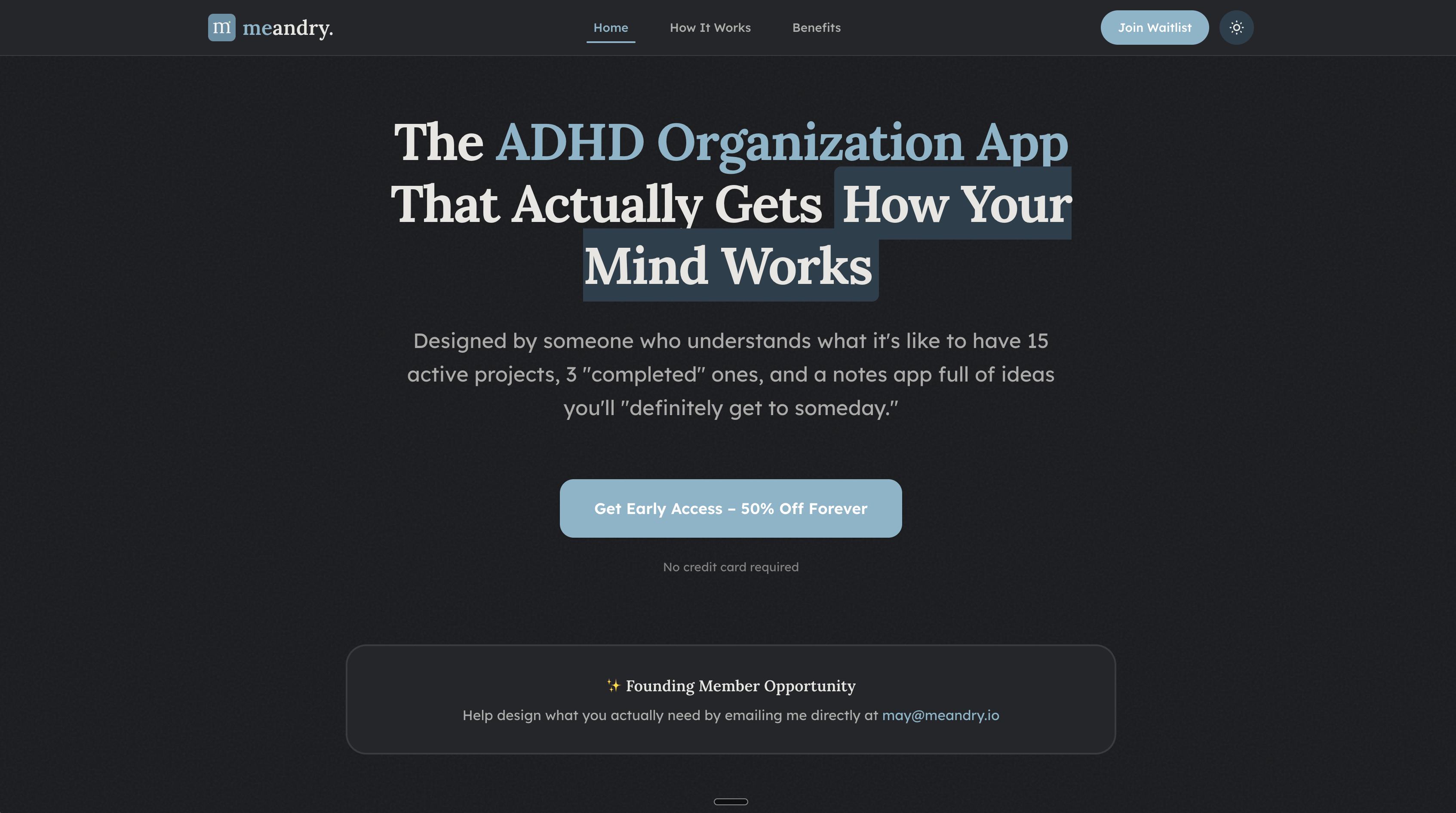 meandry interface for organizing an adhd-shaped workload